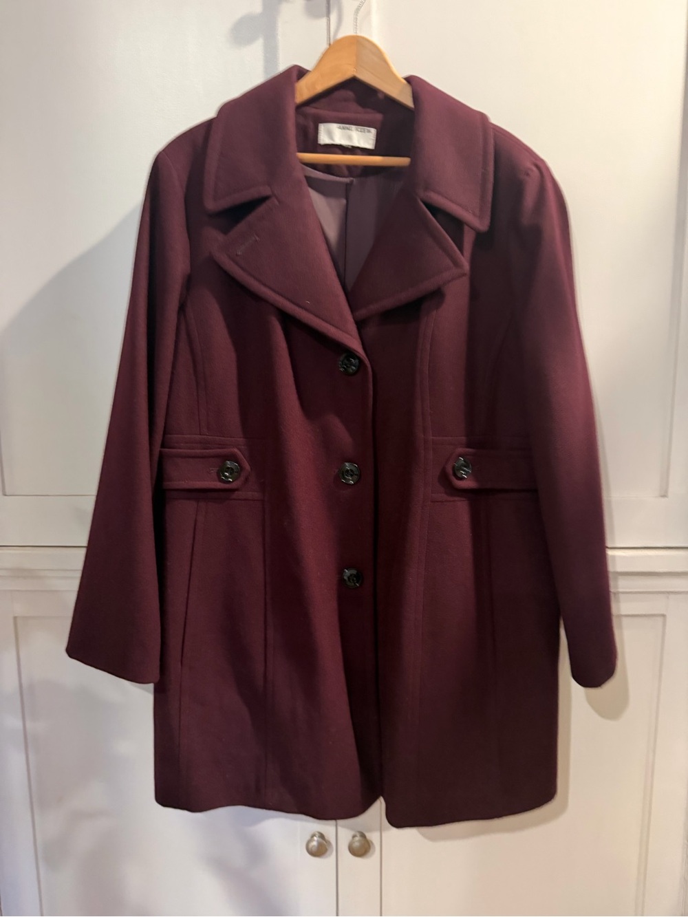 Women's Wool-Blend Burgundy Coat